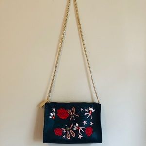 Zara Rose Detail Purse with Gold Chain